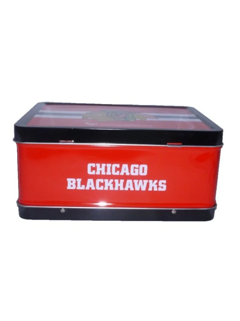 NHL Chicago Blackhawks metal lunch box University of Phoenix 8.5 x 6.5 x 4